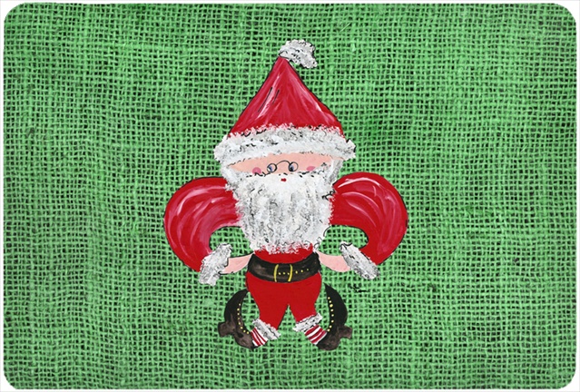 9.25 x 7.75 in. Christmas Santa Fleur de lis Mouse Pad, Hot Pad Or Trivet