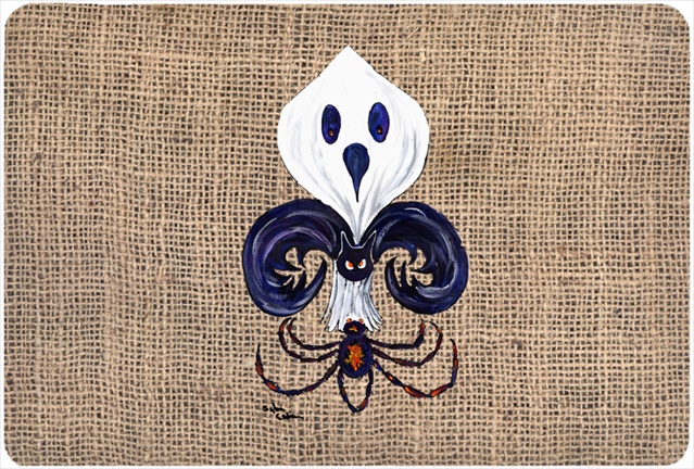 9.25 x 7.75 in. Halloween Ghost Spider Bat Fleur de lis Mouse Pad, Hot Pad Or Trivet