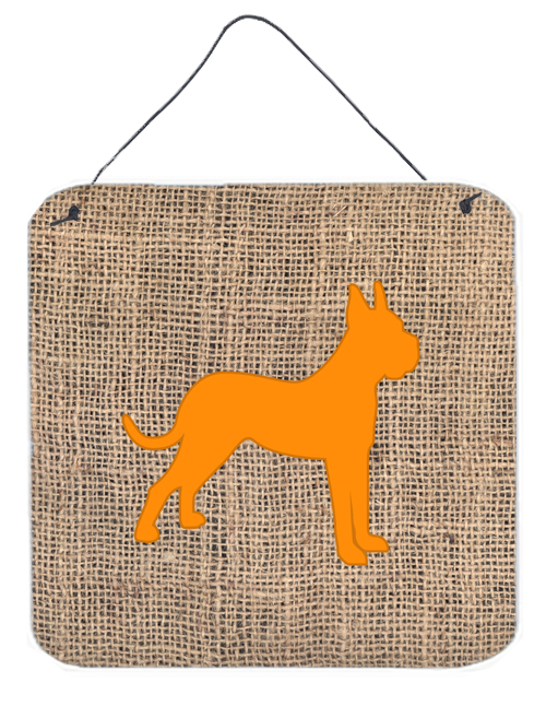 BB1109-BL-OR-DS66 6 x 6 in. Boxer Burlap and Orange Aluminium Metal Wall Or Door Hanging Prints