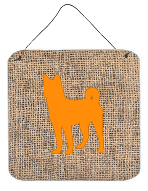 BB1110-BL-OR-DS66 6 x 6 in. Basenji Burlap and Orange Aluminium Metal Wall Or Door Hanging Prints