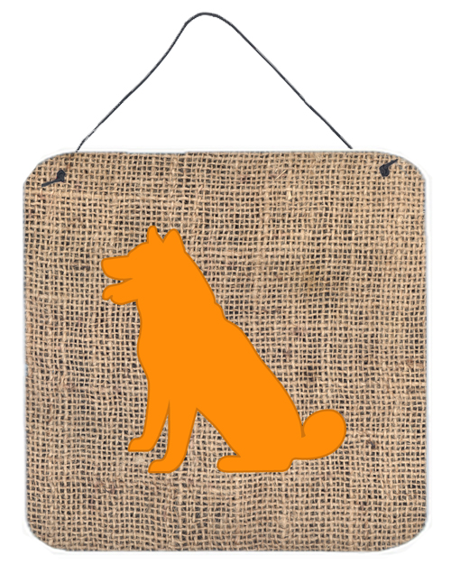BB1113-BL-OR-DS66 6 x 6 in. Shiba Inu Burlap and Orange Aluminium Metal Wall Or Door Hanging Prints