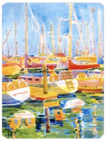 Picture of Carolines Treasures 6019MP 9.5 x 8 in. Boats at Harbour Pier Mouse Pad&#44; Hot Pad Or Trivet