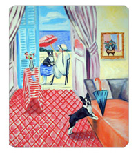 8 x 9.5 in. Lady with her Boston Terrier Mouse Pad, Hot Pad Or Trivet