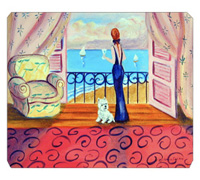 8 x 9.5 in. Westie with Mom and a View Mouse Pad, Hot Pad Or Trivet
