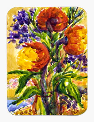 9.5 x 8 in. Flower Mouse Pad, Hot Pad Or Trivet