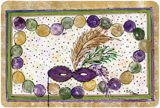 9.5 x 8 in. Mardi Gras Beads Mouse Pad, Hot Pad Or Trivet