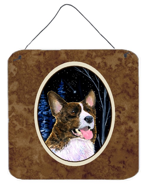 SS8387DS66 6 x 6 in. Starry Night Corgi Aluminium Metal Wall Or Door Hanging Prints