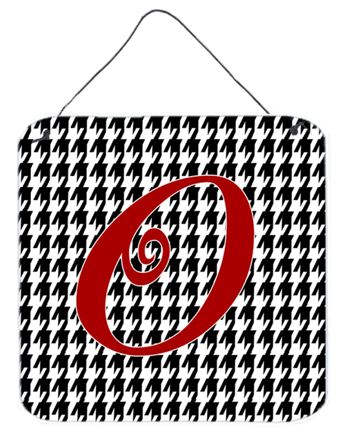 CJ1035-ODS66 6 x 6 in. Letter O Initial Monogram - Houndstooth Black Aluminium Metal Wall Or Door Hanging Prints