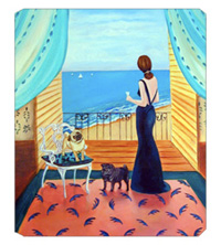 8 x 9.5 in. Lady with her Pug Mouse Pad, Hot Pad Or Trivet