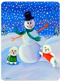 Snowman with a Bichon Frise Mouse Pad