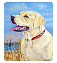 8 x 9.5 in. Yellow Labrador at the Beach Mouse Pad, Hot Pad Or Trivet