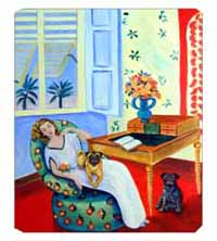 7166MP 8 x 9.5 in. Lady with her Pug Mouse Pad- Hot Pad Or Trivet