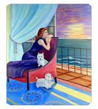 8 x 9.5 in. Lady with her Westie Mouse Pad, Hot Pad Or Trivet