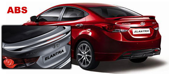 ABS-747p 2011 And Up Hyundai Elantra Factory Post Lighted Spoiler- Painted