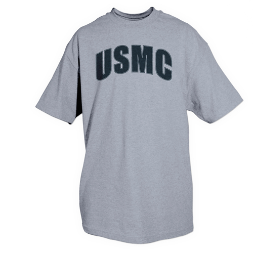 Usmc Grey T-Shirt With Black Imprint - 3Xl