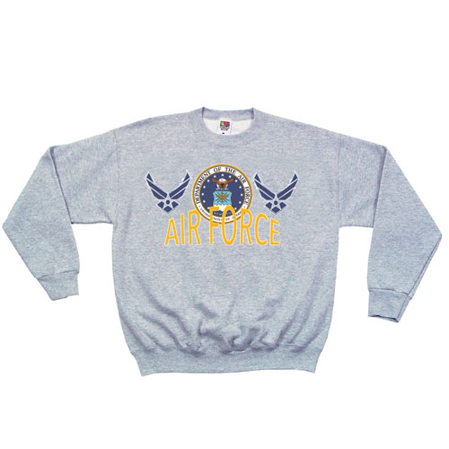 Air Force Seal Crewneck Sweatshirt, Grey - Extra Large