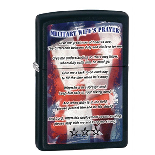 Picture of Fox Outdoor 86-28315 Military Wifes Prayer Zippo Lighter - Black Matte