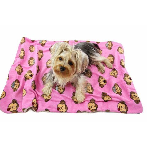 Picture of Klippo Pet KBLNK055 Silly Monkey Ultra-Plush Blanket- Pink - One Size