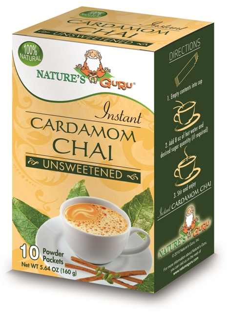Picture of Natures Guru Cardamom Chai Unsweetened Drink Mix - Pack Of 8