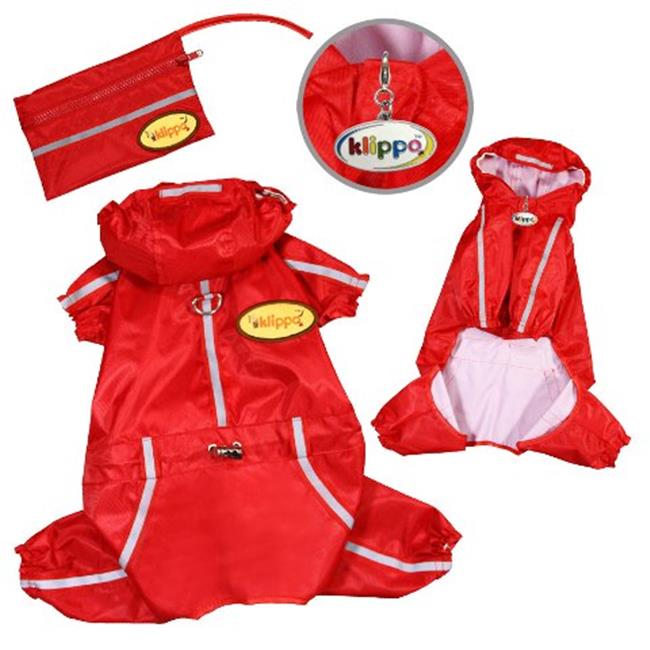 Klippo Pet KJK058MZ Raincoat Bodysuit With Reflective Stripes & Matching Pouc...