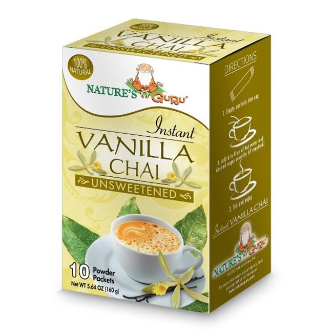 Natures Guru Vanilla Chai Unsweetened Drink Mix - Pack Of 8