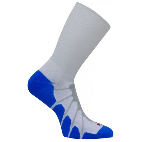 SS 3011 Performance Sports Plantar Fasciitis Crew Arch Compression Socks, White-Royal - Small