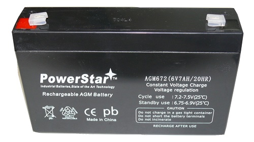 Picture of PowerStar AGM672-02 6V 7Ah Replacement for MK ES7-6 Wheelchair Battery