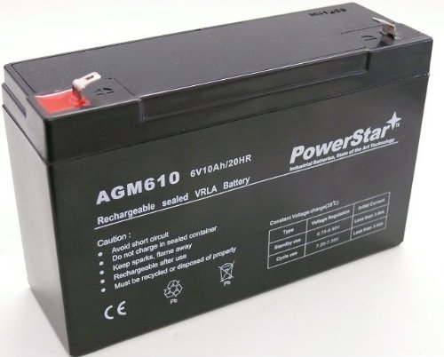 Picture of PowerStar AGM610-105 6V 10A Maintenance-free Sealed Lead Acid SLA Battery