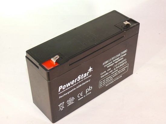 Picture of PowerStar AGM612-33 6V 12Ah Replacement UB6120 RBC52 SLA AGM Battery