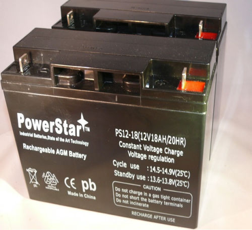 Picture of PowerStar PS12-18-2Pack-01 2 Pack 12V 18Ah Battery For Black & Decker Cmm1200 Mower Replaces 24V Battery