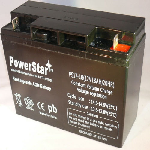 Picture of PowerStar PS12-18-63 18Ah 12V Rechargeable Sealed Lead Acid Battery Bolt Terminals