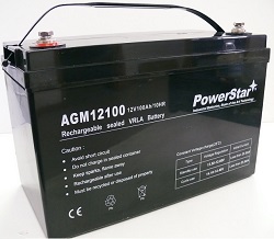 AGM12100-06 12V 100Ah Group 27 SLA Rechargeable Battery Insert Terminals