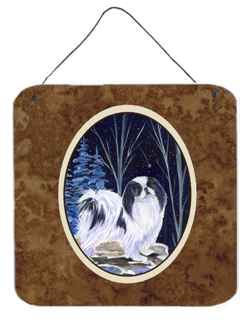 6 x 6 in. Starry Night Japanese Chin Aluminium Metal Wall or Door Hanging Prints