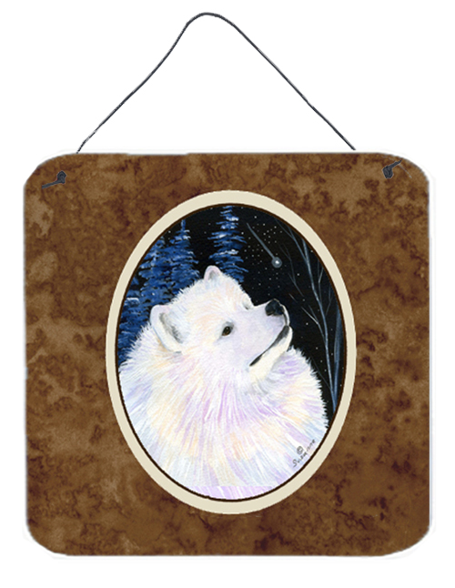 6 x 6 in. Starry Night Samoyed Aluminium Metal Wall or Door Hanging Prints