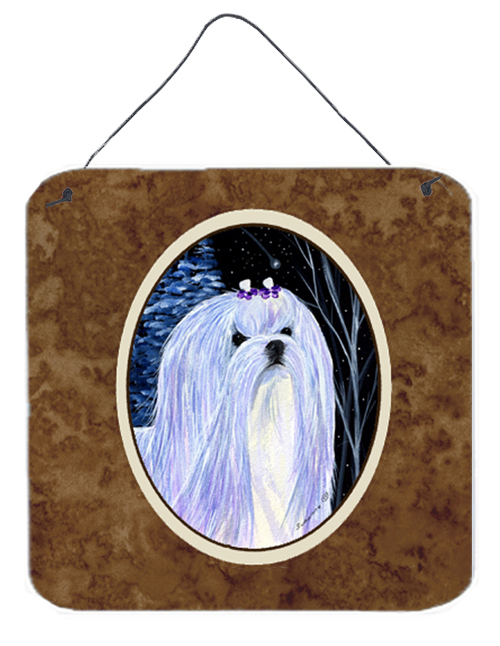 SS8378DS66 6 x 6 in. Starry Night Maltese Aluminium Metal Wall or Door Hanging Prints