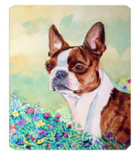 7222MP 8 x 9.5 in. Red and White Boston Terrier Mouse Pad- Hot Pad or Trivet