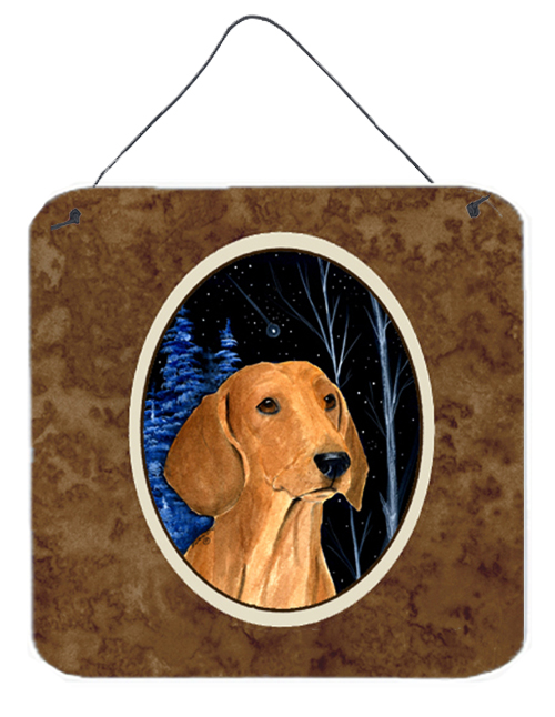 SS8379DS66 6 x 6 in. Starry Night Dachshund Aluminium Metal Wall or Door Hanging Prints