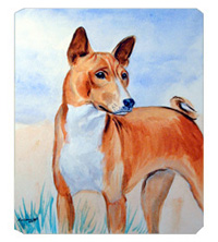 8 x 9.5 in. Red Basenji Mouse Pad, Hot Pad or Trivet