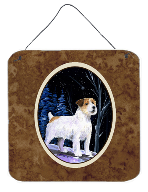 6 x 6 in. Starry Night Jack Russell Terrier Aluminium Metal Wall or Door Hanging Prints