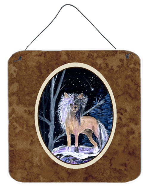 SS8390DS66 6 x 6 in. Starry Night Chinese Crested Aluminium Metal Wall or Door Hanging Prints
