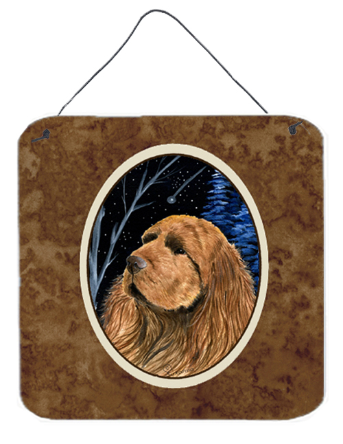 6 x 6 in. Starry Night Sussex Spaniel Aluminium Metal Wall or Door Hanging Prints