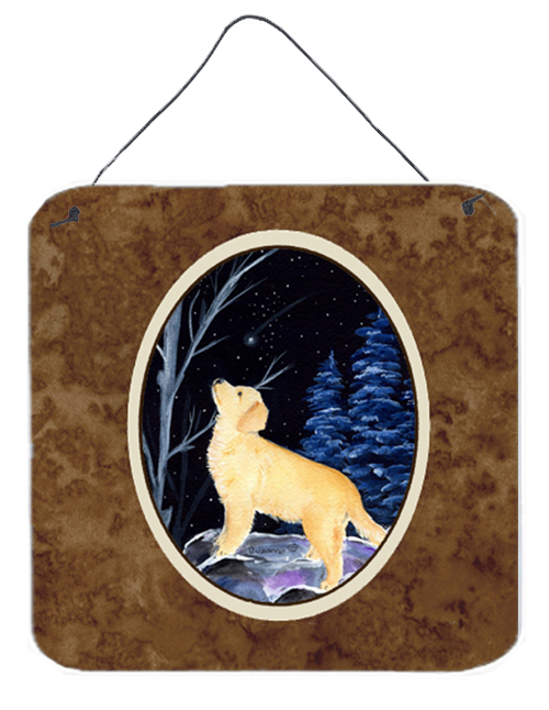 6 x 6 in. Starry Night Golden Retriever Aluminium Metal Wall or Door Hanging Prints