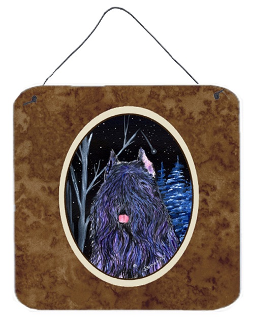 6 x 6 in. Starry Night Bouvier des Flandres Aluminium Metal Wall or Door Hanging Prints