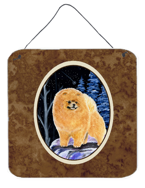 6 x 6 in. Starry Night Pomeranian Aluminium Metal Wall or Door Hanging Prints