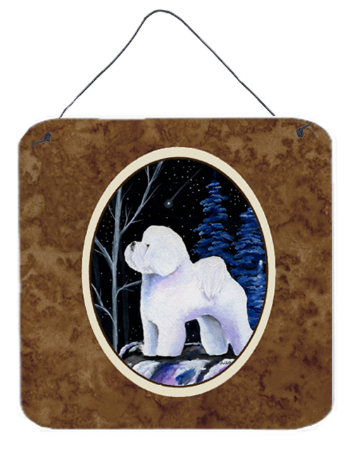 6 x 6 in. Starry Night Bichon Frise Aluminium Metal Wall or Door Hanging Prints