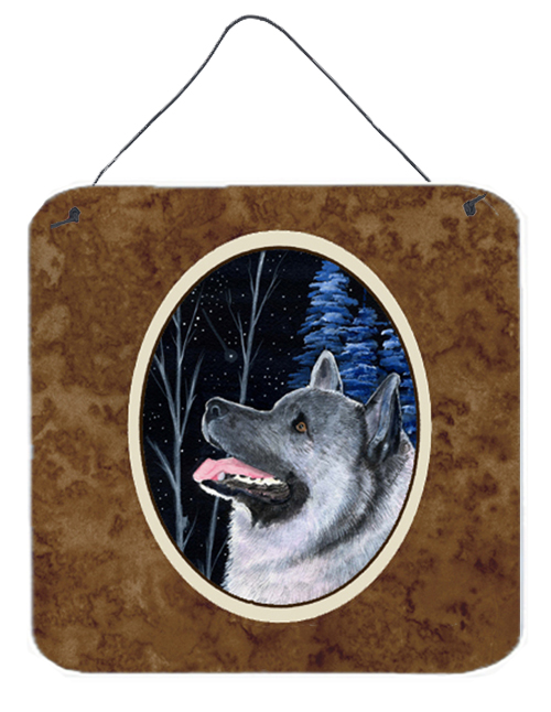 6 x 6 in. Starry Night Norwegian Elkhound Aluminium Metal Wall or Door Hanging Prints