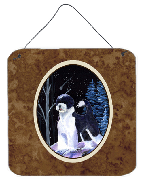 SS8399DS66 6 x 6 in. Starry Night Portuguese Water Dog Aluminium Metal Wall or Door Hanging Prints