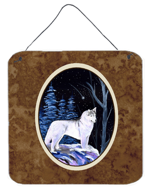 6 x 6 in. Starry Night Siberian Husky Aluminium Metal Wall or Door Hanging Prints