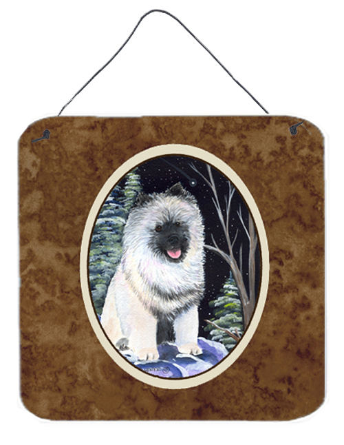6 x 6 in. Starry Night Keeshond Aluminium Metal Wall or Door Hanging Prints