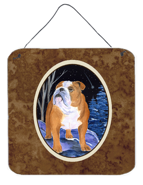 6 x 6 in. Starry Night English Bulldog Aluminium Metal Wall or Door Hanging Prints